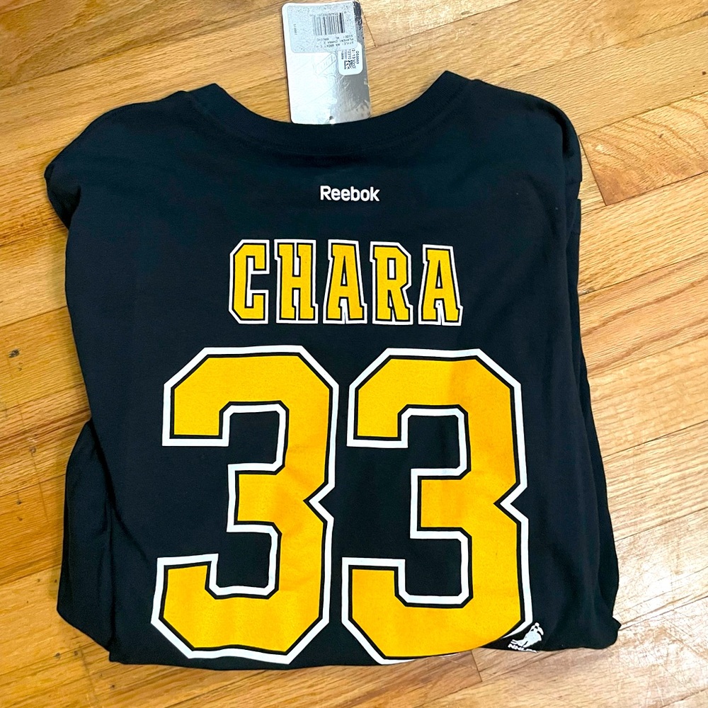 NEW Reebok NHL Boston Bruins Chara 33 long sleeve shirt NWT black XL 18